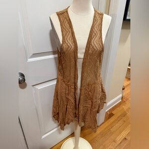 Belle Du Jour Brown Sleeveless Lace Top